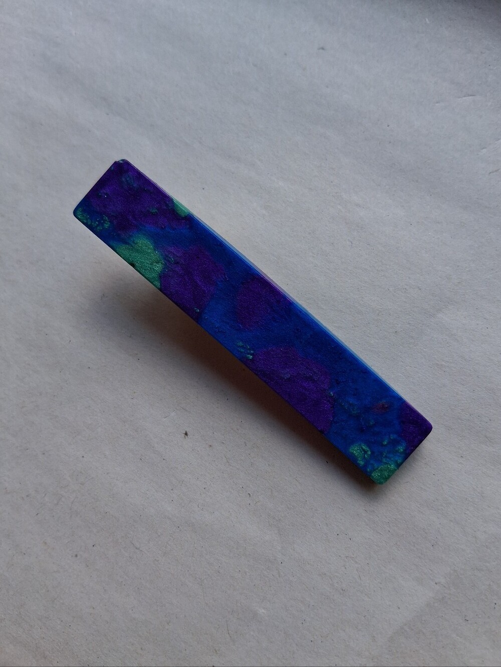 5/$25 Hand Crafted Blue and Purple Resin Bar with Green Accents